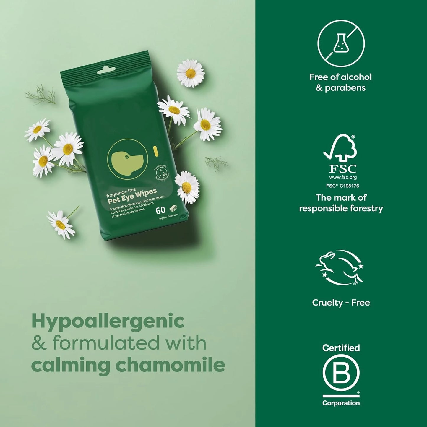 Vet-Developed Pet Eye Wipes-60 counts